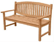 A classic teak bench from Topiary by Design